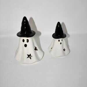 WDS Wondrous Light Up Halloween Ghost Decorations, Set of 2, Ceramic, LED Figuri